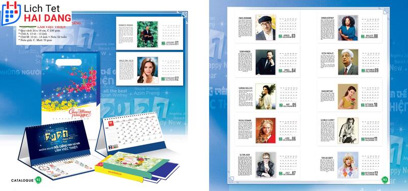 In Lịch Tết Gia Lai 5 Mẫu lịch để bàn Gia Lai