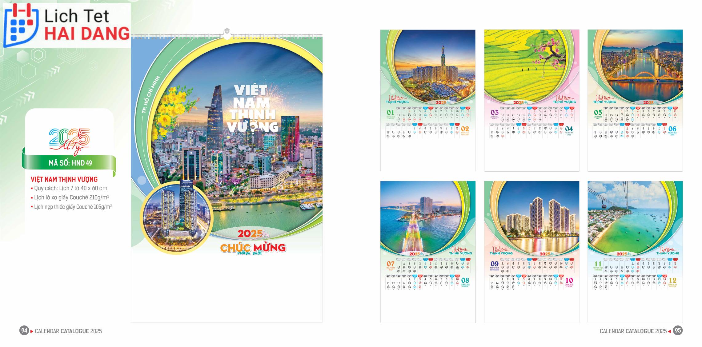 In Lịch Treo Tường 2025 4 Lịch 13 tờ