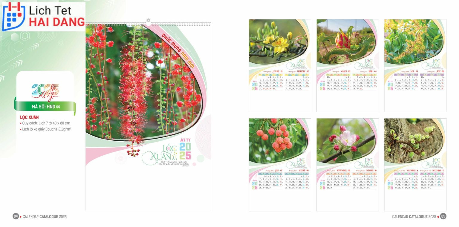 Mẫu lịch treo tường Bình Định