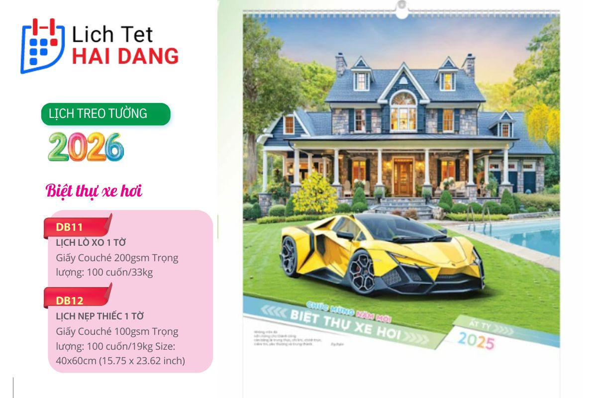 In Lịch Treo Tường 1 Tờ Nẹp Thiếc 12 Tờ lịch treo tường 1 tờ nẹp thiếc được làm từ giấy Couche cao cấp