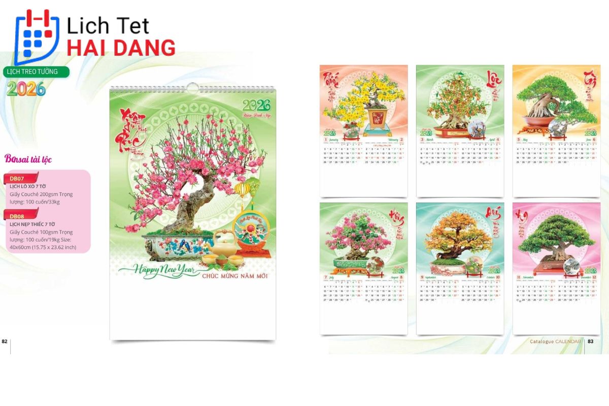 In lịch treo tường 7 tờ có thiết kế rộng rãi để quảng bá thương hiệu