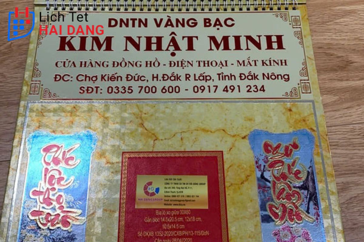 Lịch bloc của DNTN vàng bạc Kim Nhật Minh