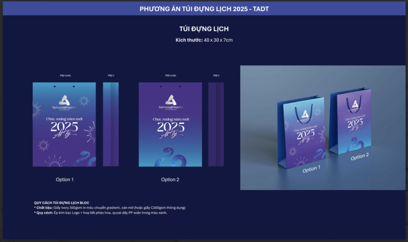 Phương án thiết kế túi đựng lịch 2025