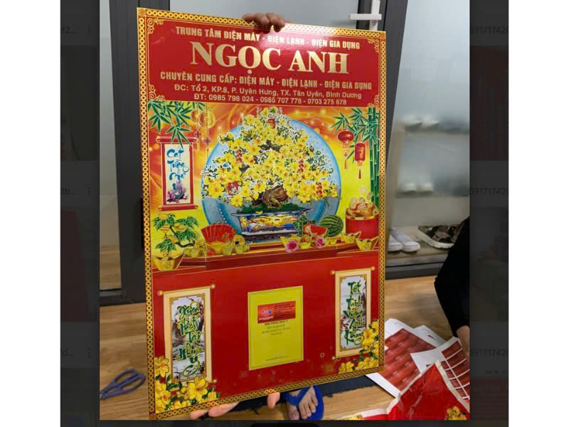 Mẫu bìa lịch bloc nguyên tấm cho trung tâm điện máy - điện gia dụng Ngọc Anh