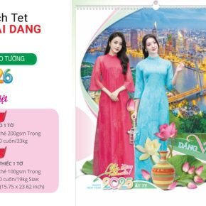 Lịch treo tường 1 tờ dùng nẹp thiếc để giữ các tờ lịch