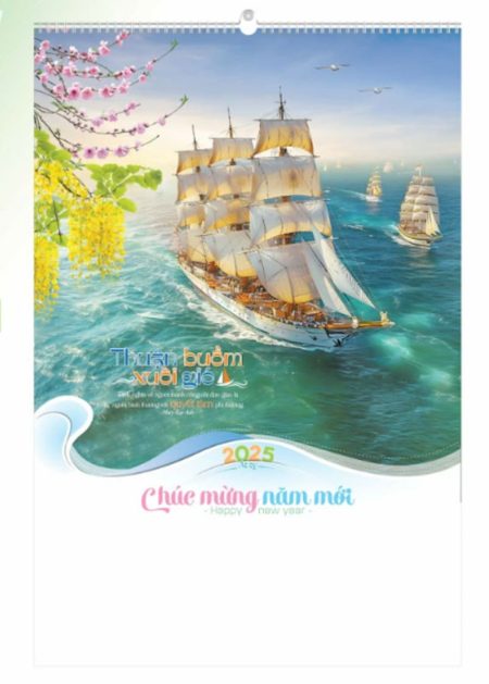 Lịch treo tường 1 tờ nẹp thiếc có không gian quảng cáo rộng hơn