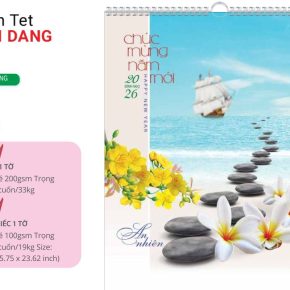 Lịch treo tường 1 tờ nẹp thiếc hoa và đá